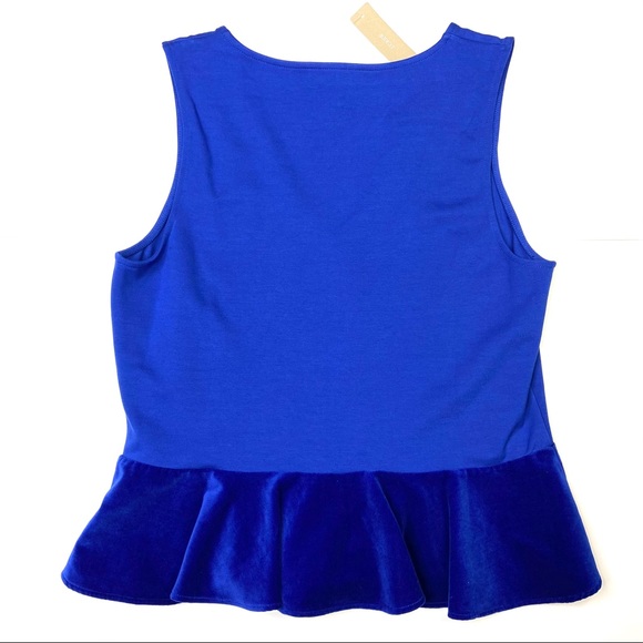 J. Crew Top Velvet Peplum Sleeveless V-Neck M New - Picture 3 of 4